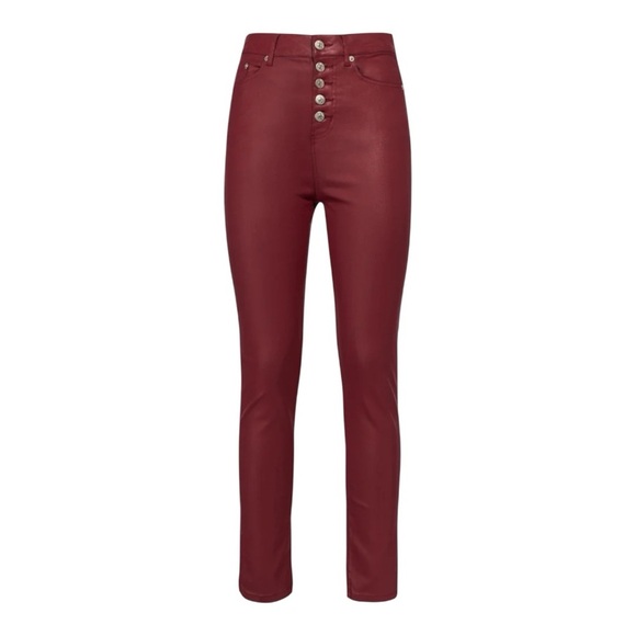 THE KOOPLES RED LEATHER-EFFECT SKINNY JEANS Size 6 & size 2 stretchy NWT - Picture 2 of 16